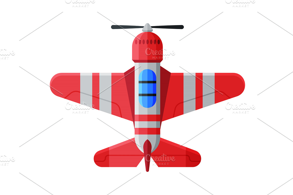 Flying Red Aircraft, Airplane View, a Transportation Illustration by TopVectors
