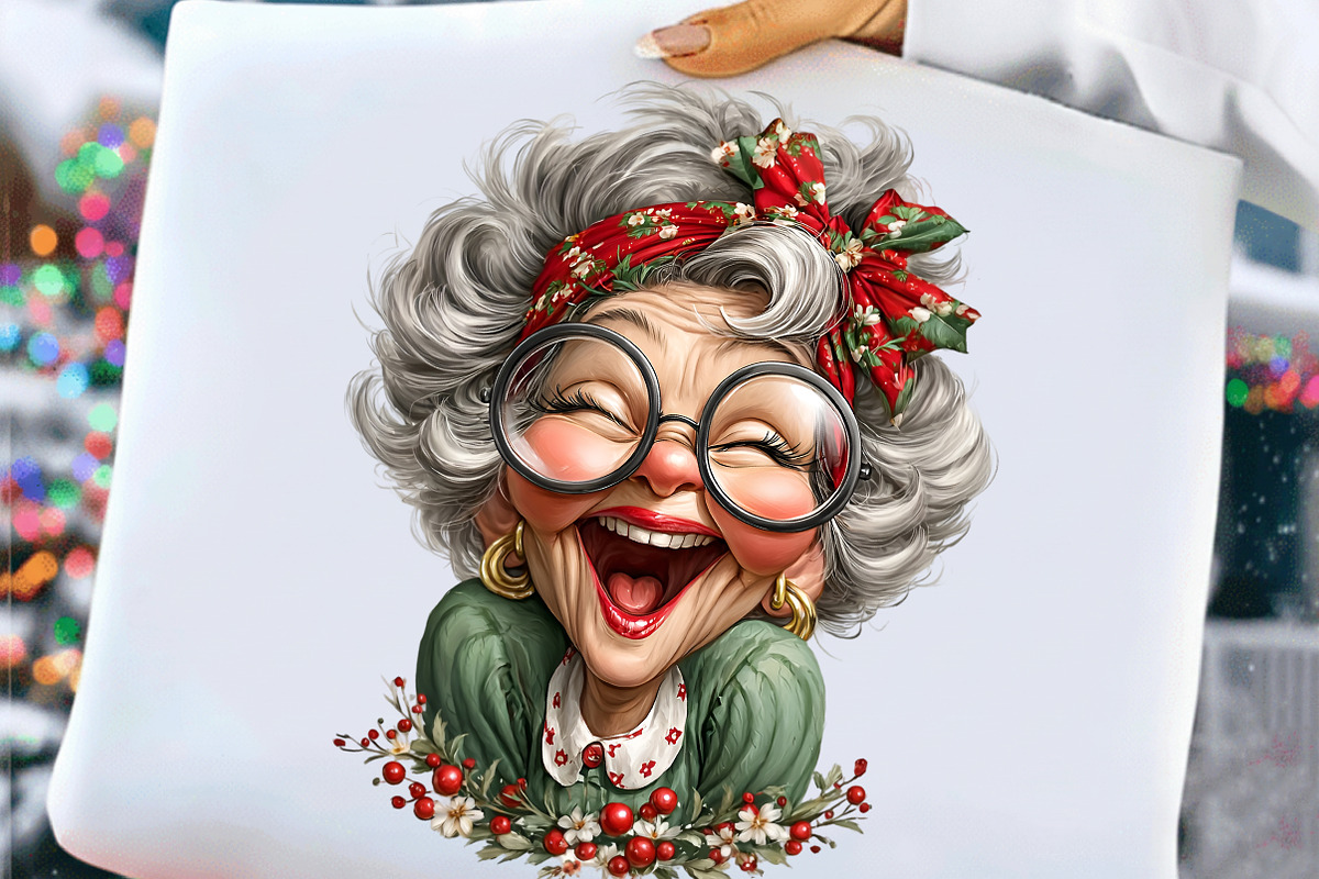 Funny Christmas Grandma PNG, an Illustration by Craft Nest (Photo 9 of 11)