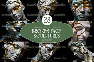 28 Cracked Greek Face Sculptures, a Person Illustration by Incomelion