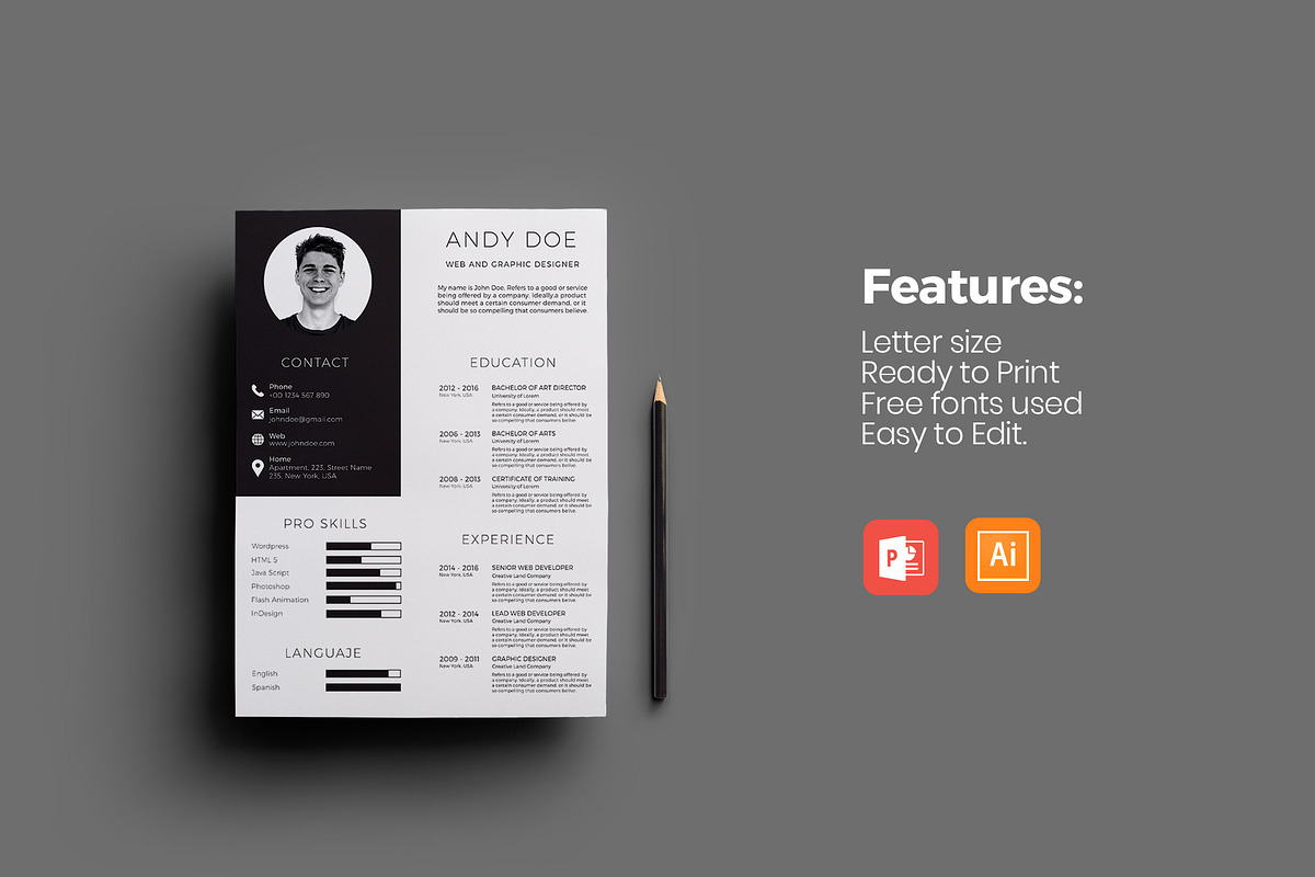 BRIGHT Resumes Bundle, a Resume Template by slidequest (Photo 10 of 11)