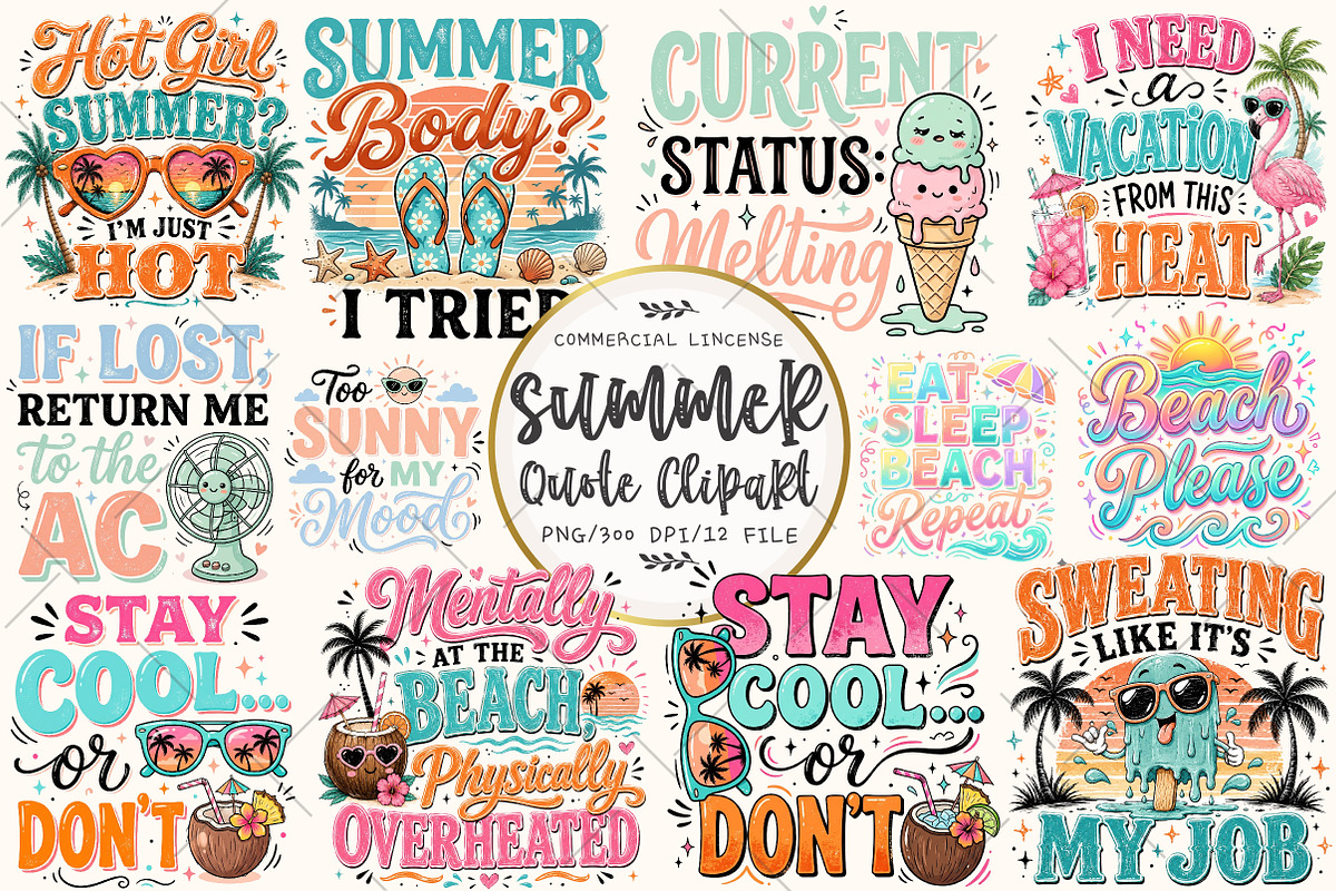 Summer Quote Clipart Bundle, a Seasonal Illustration by OK Design (Photo 1 of 6)