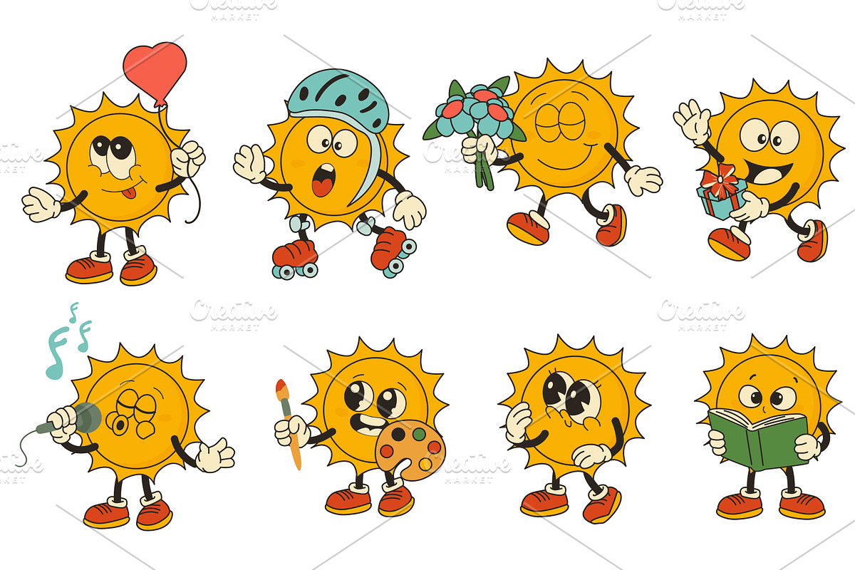 Groovy Sun Character, an Object Illustration by alexdndz