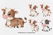 15 Bundle Watercolor Baby Cow Milk, an Animal Illustration by Morspective (Thumbnail 5 of 8)