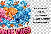 Summer Vibes Turtle PNG, a Graphic by Clipart Bloom (Thumbnail 2 of 3)
