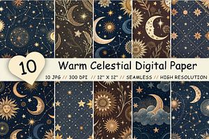 Warm Celestial Digital Paper