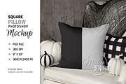 Halloween Pillow Mockup on Chair, a Household Mockup by HaywireMedia & Mockups (Thumbnail 1 of 3)