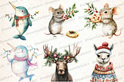 Christmas Animals Clipart, an Illustration by DreamCafeArt (Thumbnail 4 of 7)