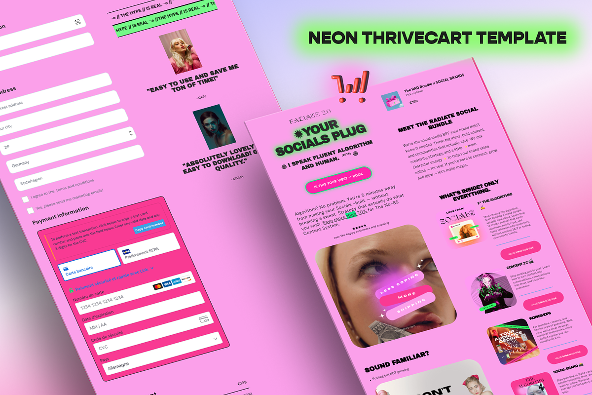 NEON ThriveCart Full Funnel Template, a Landing Page Template by dunagency (Photo 1 of 7)
