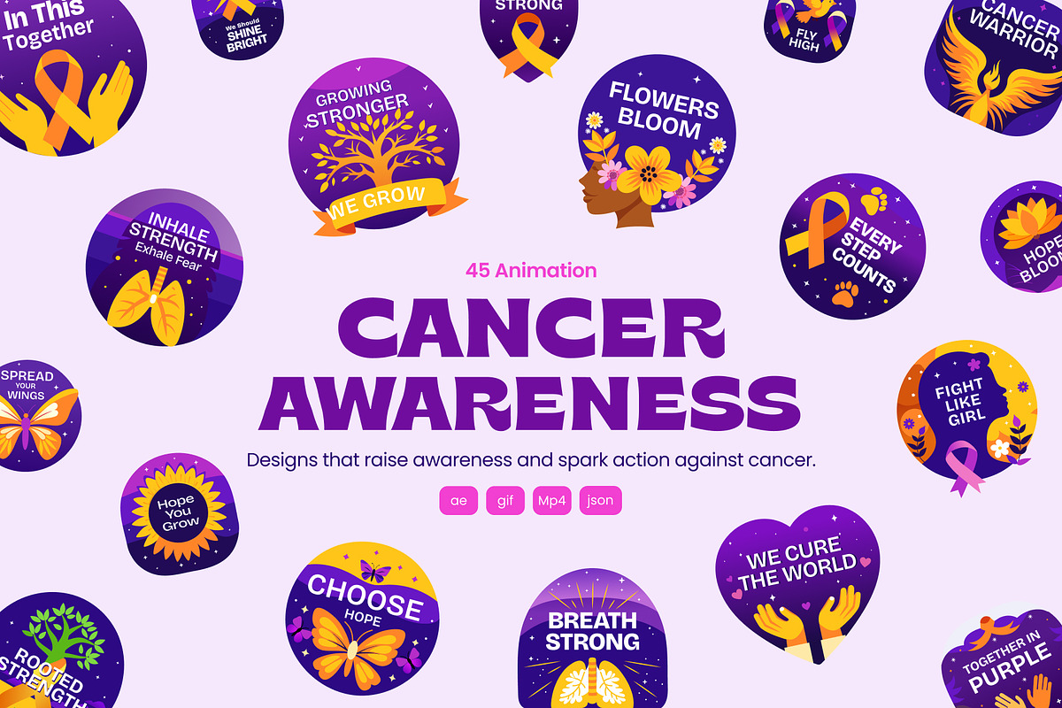 Animated Cancer Awareness Stickers, a Duotone Icon by Prosymbols (Photo 1 of 4)