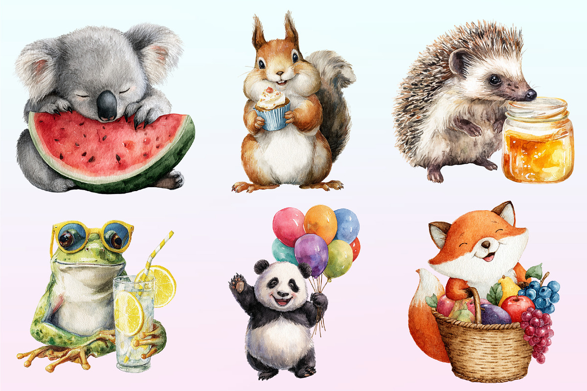 Cute Picnic Party Watercolor Animals, a Graphic by CitraGraphics (Photo 3 of 4)
