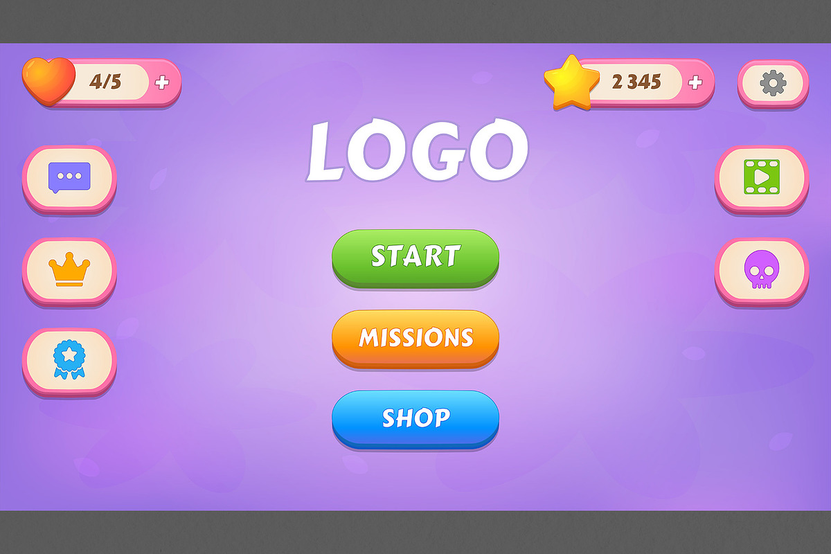 Pink GUI pack, casual, an UI Kit Template by KartInnka (Photo 3 of 15)