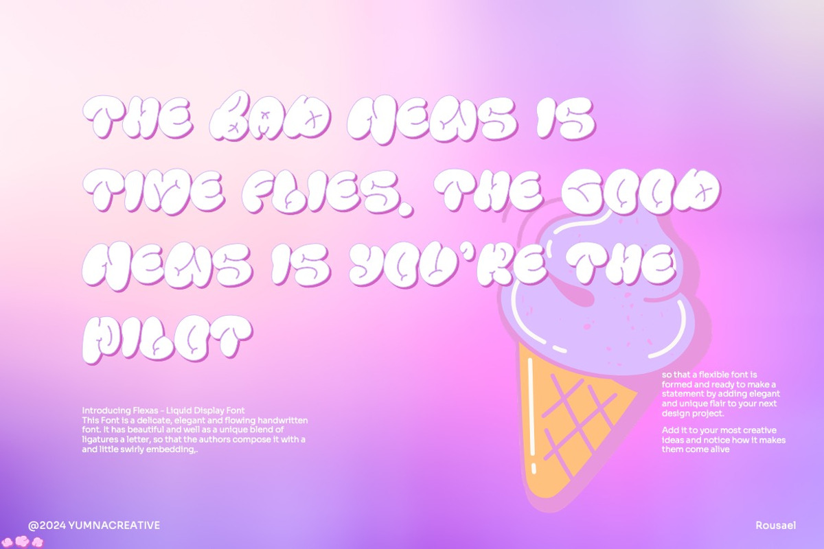 Rousael - Liquid Display Font, a Handwritten Font by Dhabee (Photo 10 of 14)