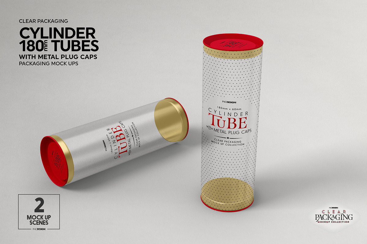 180mm Cylinder Tube Packaging Mockup, a Cups & Container Mockup by INCDesign (Photo 6 of 12)