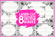 Flower Silhouette Frame Bundle, an Illustration by Creativeshirt (Thumbnail 1 of 9)