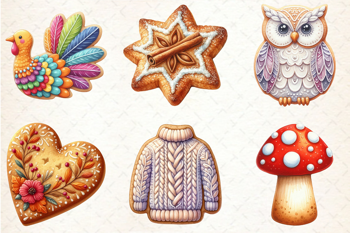 Watercolor Autumn Cookies Clipart, an Illustration by Rose Art (Photo 4 of 5)