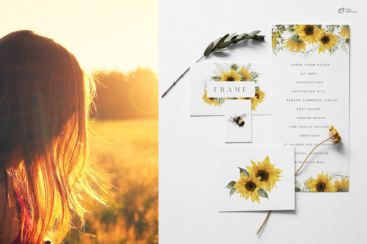 Sunny sunflowers, watercolor flowers, a Texture Illustration by ollalya (Photo 5 of 16)