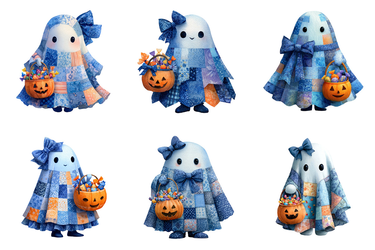 Halloween Blue Denim Ghost PNG, an Illustration by SinaCreation (Photo 5 of 7)