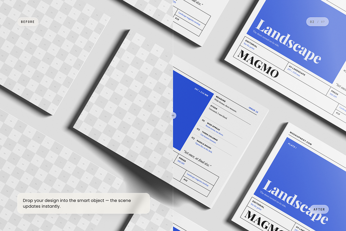 A4 Landscape Magazine Mockup, a Books & Magazine Mockup by Toasin Studio (Photo 2 of 7)