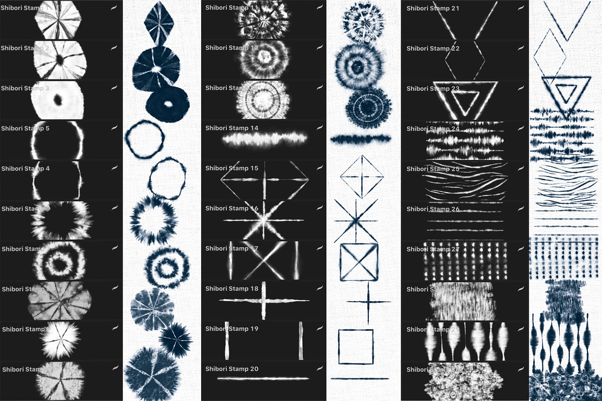 Shibori Watercolor Tie Dye Stamps, a Brush Add-On by OlgaRom (Photo 3 of 10)