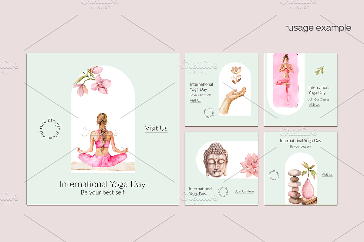 Watercolor yoga clipart. Yoga poses, a Healthcare Illustration by Art and Funny (Photo 7 of 8)