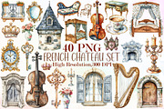 Vintage Clipart French Chateau Set, an Illustration by Sublimation Artist (Thumbnail 1 of 6)