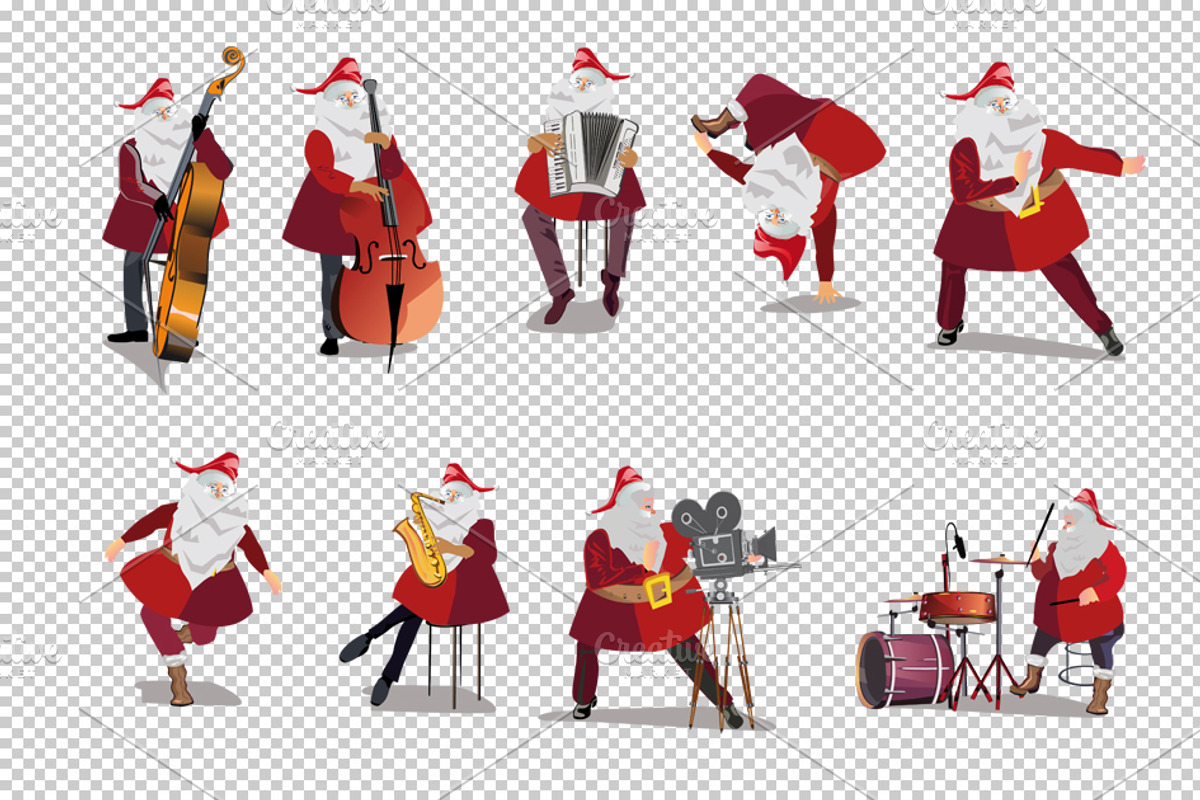 Christmas set with Santa., a Decorative Illustration by Laifalight (Photo 4 of 12)