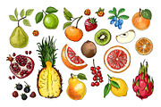 Vector food: vegetables and fruits, a Food Illustration by irina.vaneeva (Thumbnail 1 of 16)