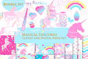 Magical Unicorns, Einhorn, Pink, an Illustration by Mia's Graphic Design (Thumbnail 1 of 9)