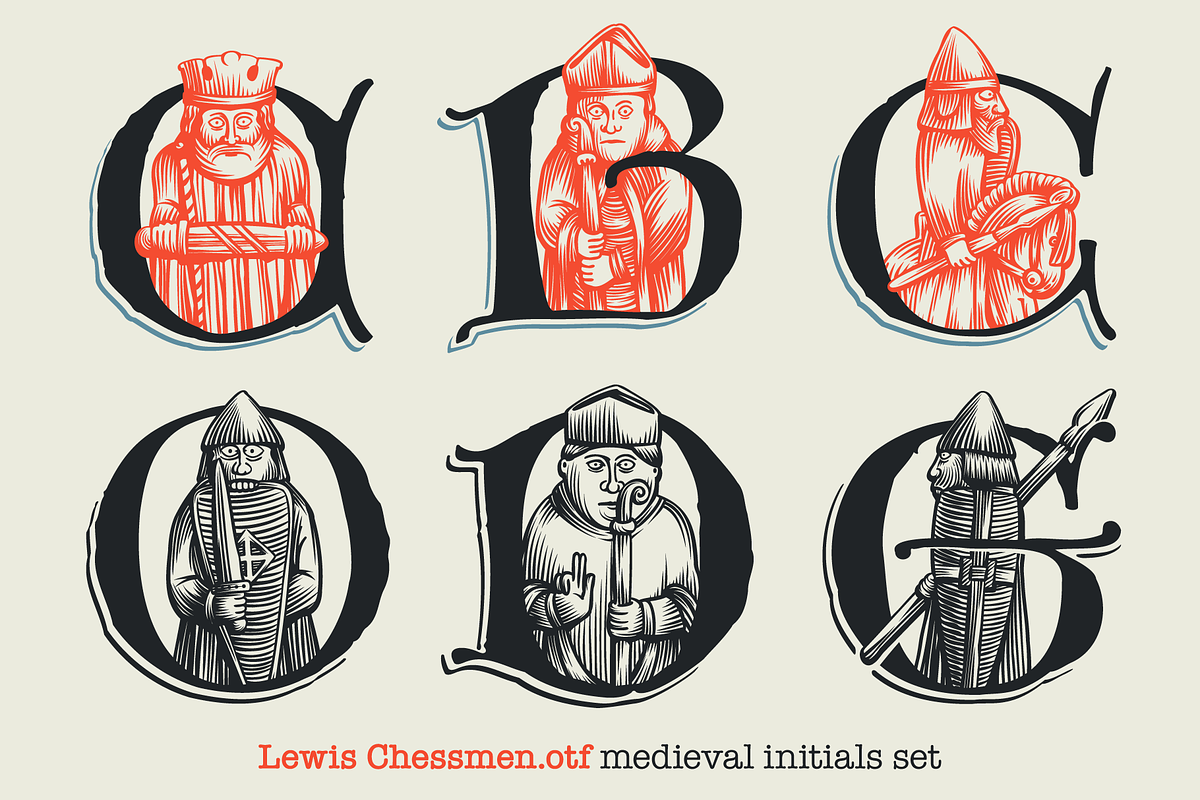 Lewis Chessmen Medieval Initials, a Blackletter Font by kaer_shop (Photo 1 of 10)