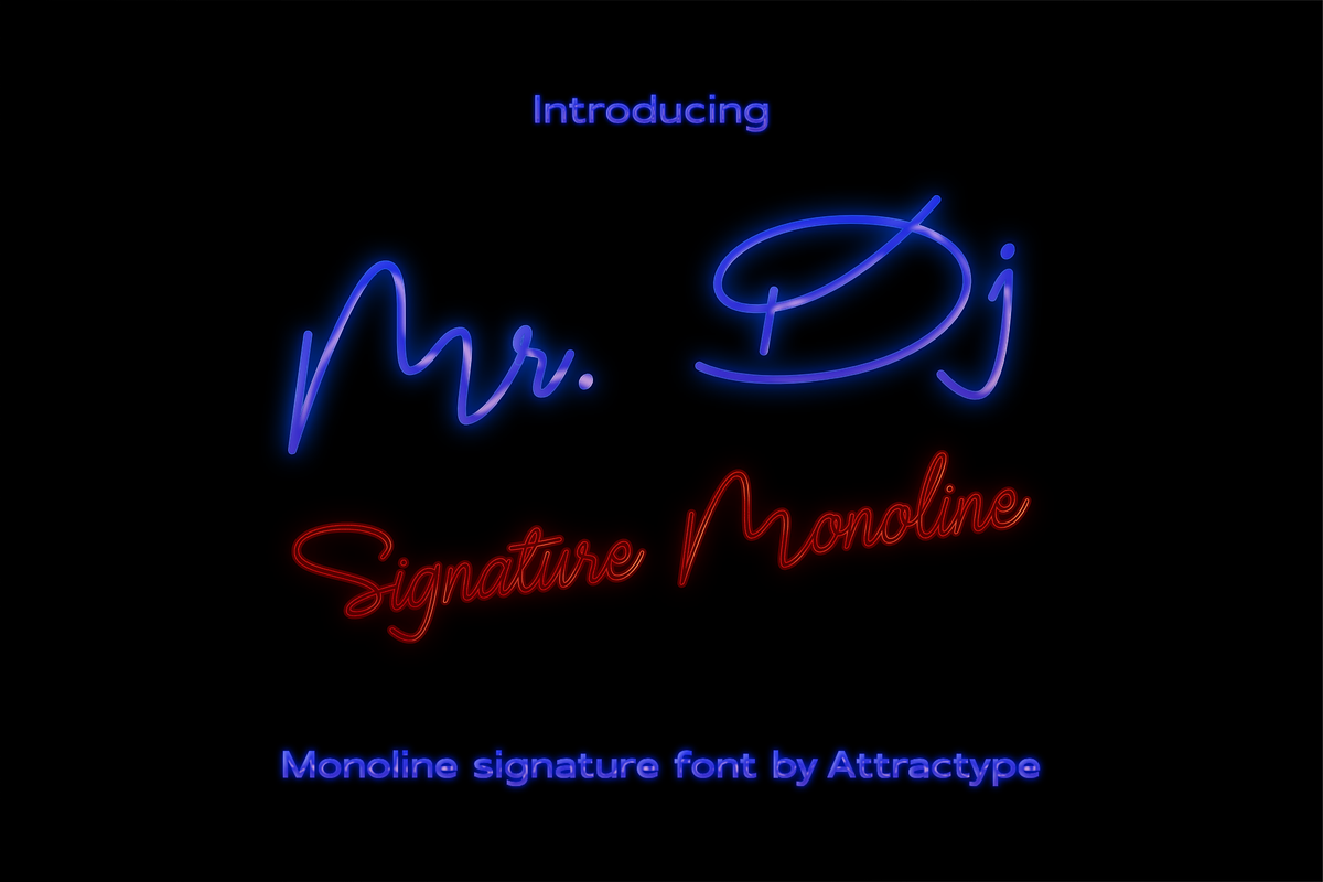 Mr Dj Signature Monoline Font, a Script Font by Attractype (Photo 1 of 8)