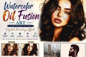 Watercolor Oil Fusion Art Ps Action, an Action Add-On by Studio Retouch