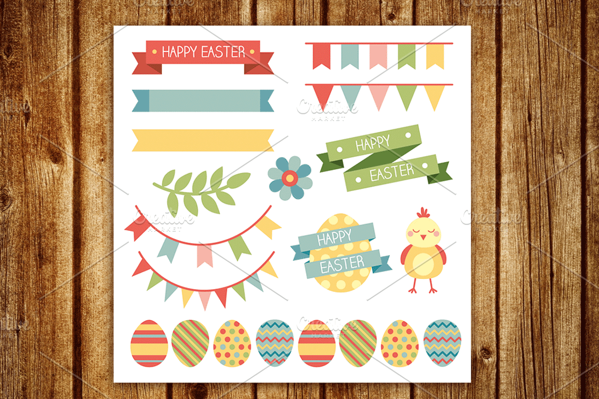 Happy easter elements and patterns, a Graphic by martynmarin (Photo 2 of 5)