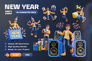 New Year Party 3D Character Pack, a Characters & Person 3D Model by Haps Space (Thumbnail 1 of 4)