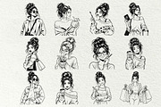 Messy Bun Girl Line Art Graphics, a Person Illustration by DENIDigitalArtSudio (Thumbnail 3 of 6)