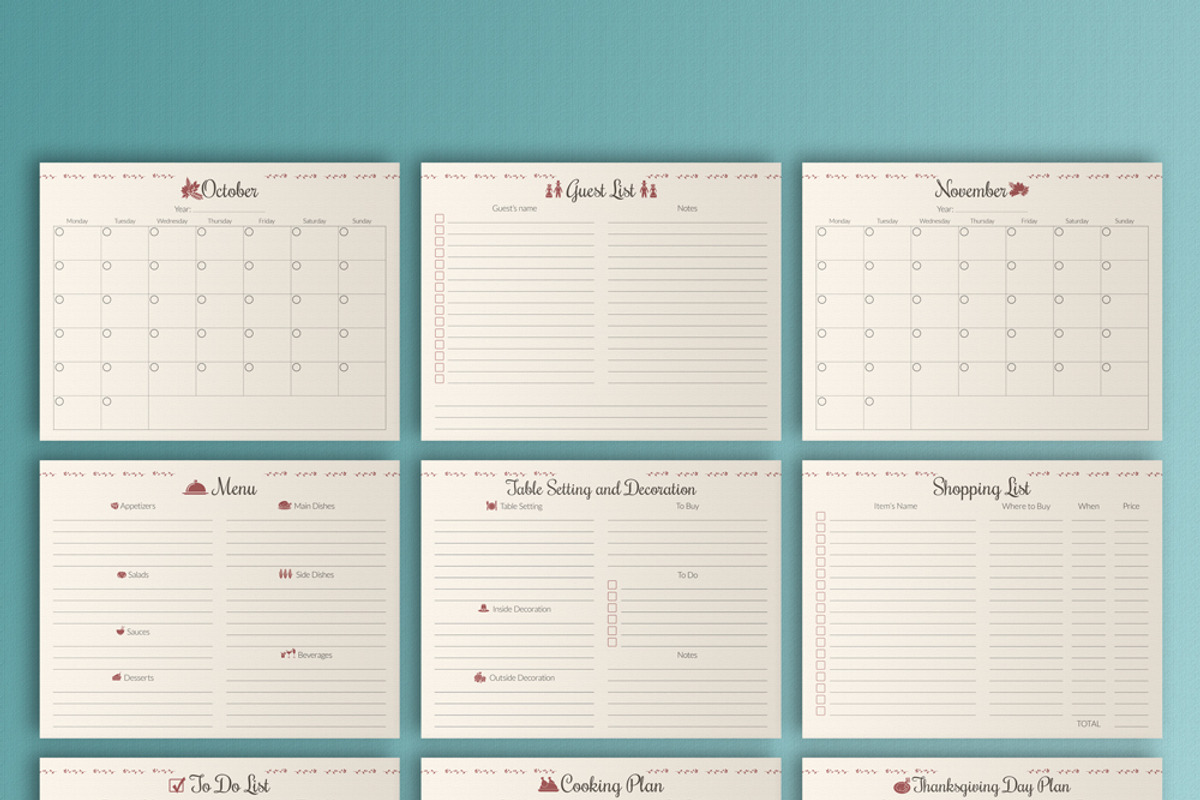 Thanksgiving Planner, Printable PDF, a Stationery Template by EasyLifePlanners (Photo 2 of 4)