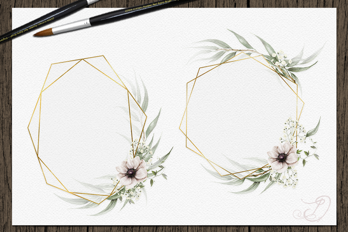 Eucalyptus Anemone Gold Frames, a Decorative Illustration by DioFlow (Photo 5 of 5)