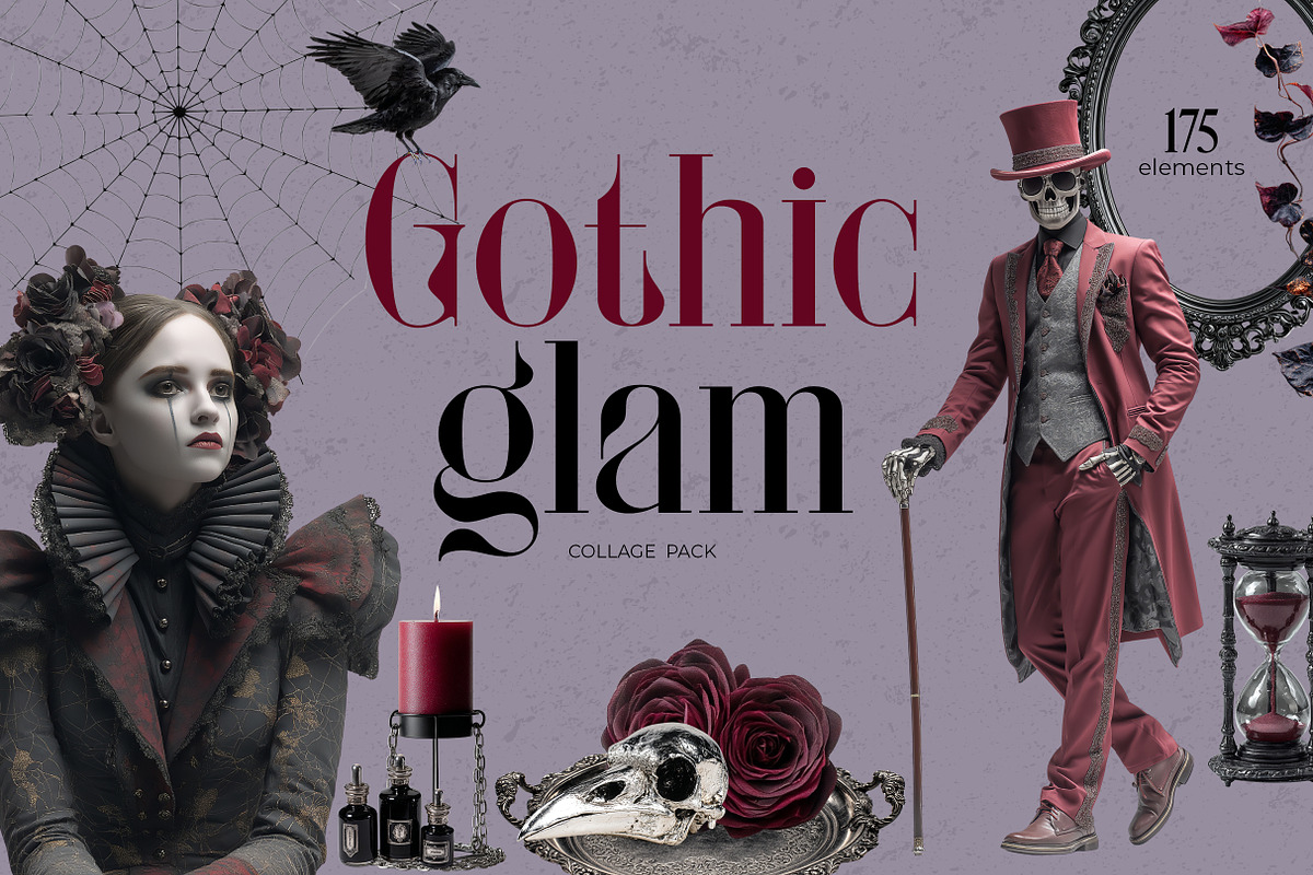 Gothic Glam – Halloween Collage Pack, an Object Graphic by R-studio (Photo 1 of 11)