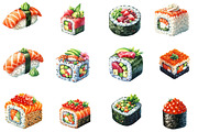 Sushi Clipart Bundle, an Illustration by Designworld (Thumbnail 3 of 4)