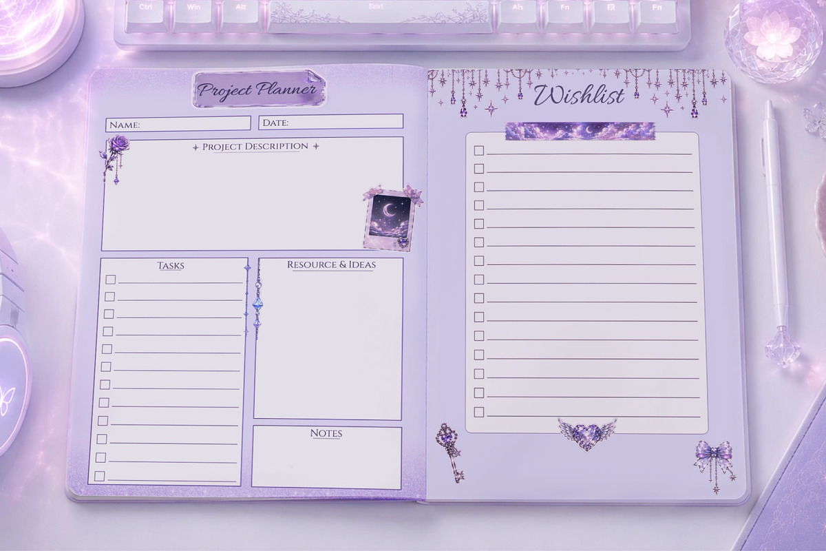Dreamcore Planner Templates, a Stationery Template by Victoria Obscure (Photo 2 of 3)
