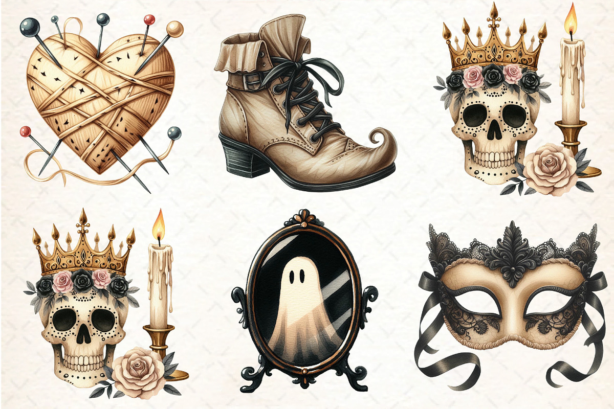 Beige & Black Halloween Clipart, an Illustration by DreamCafeArt (Photo 3 of 7)