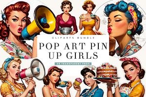 Pop Art Pin Up Girls Clipart Bundle, a Person Illustration by BusyDaydesign