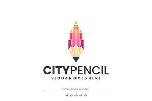 Modern Gradient City Pencil Logo, a Branding & Logo Template by Artnivora.Std
