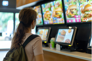 customer at a concession stand with, a Technology Photo by Sergey Kotenev
