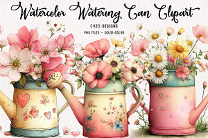 Watercolor Watering Can Clipart, an Illustration by CreationArt