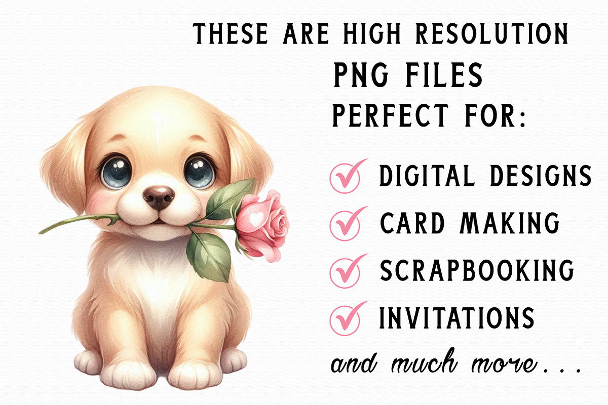 Valentine Puppy With Rose Clipart PN, an Illustration by Libby Wishes (Photo 6 of 6)
