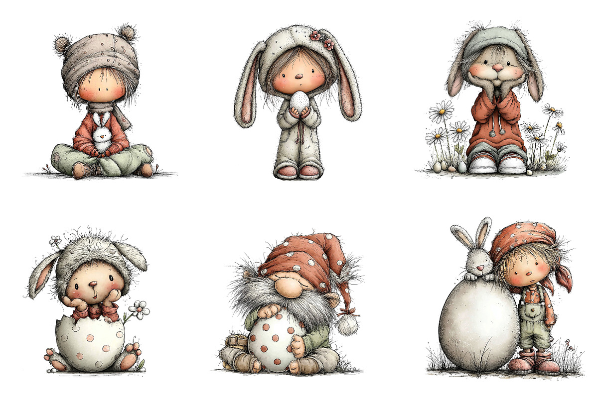 Bunny gnome watercolor clipart, an Illustration by CreationArt (Photo 2 of 5)
