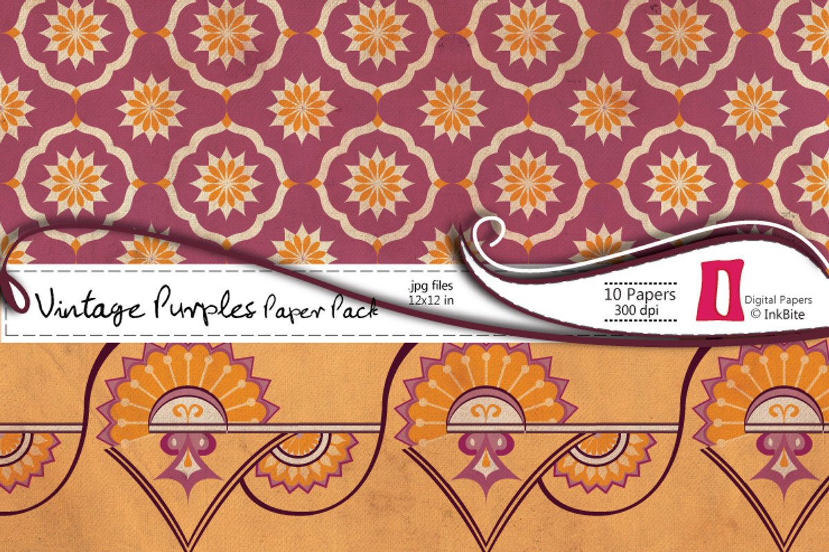 Vintage Purples Digital Papers preview 3