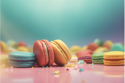 Colorful 3d macarons. Generate Ai, a Food & Drink Photo by Ylivdesign