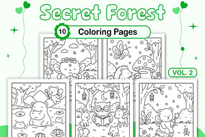 Secret Forest Coloring Pages Vol. 2, a Decorative Illustration by Design Station
