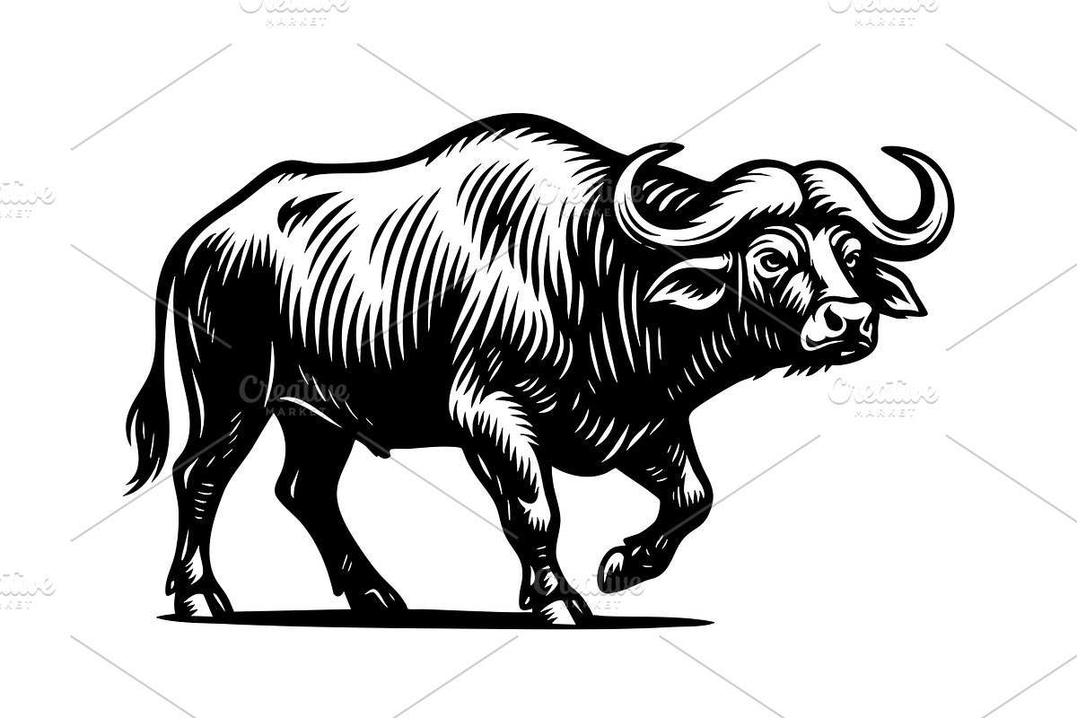 vector of an african buffalo. Animal, an Animal Illustration by yod67